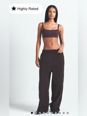 NikeSkims NWOT Matte Tricot Side Snaps Track Inspired Pants Dark Roast Brown XS